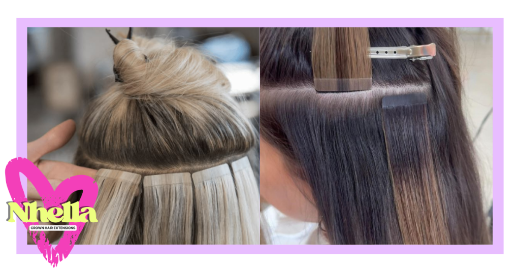 How Tape In Installation Works, The sandwich method, tape in hair extensions